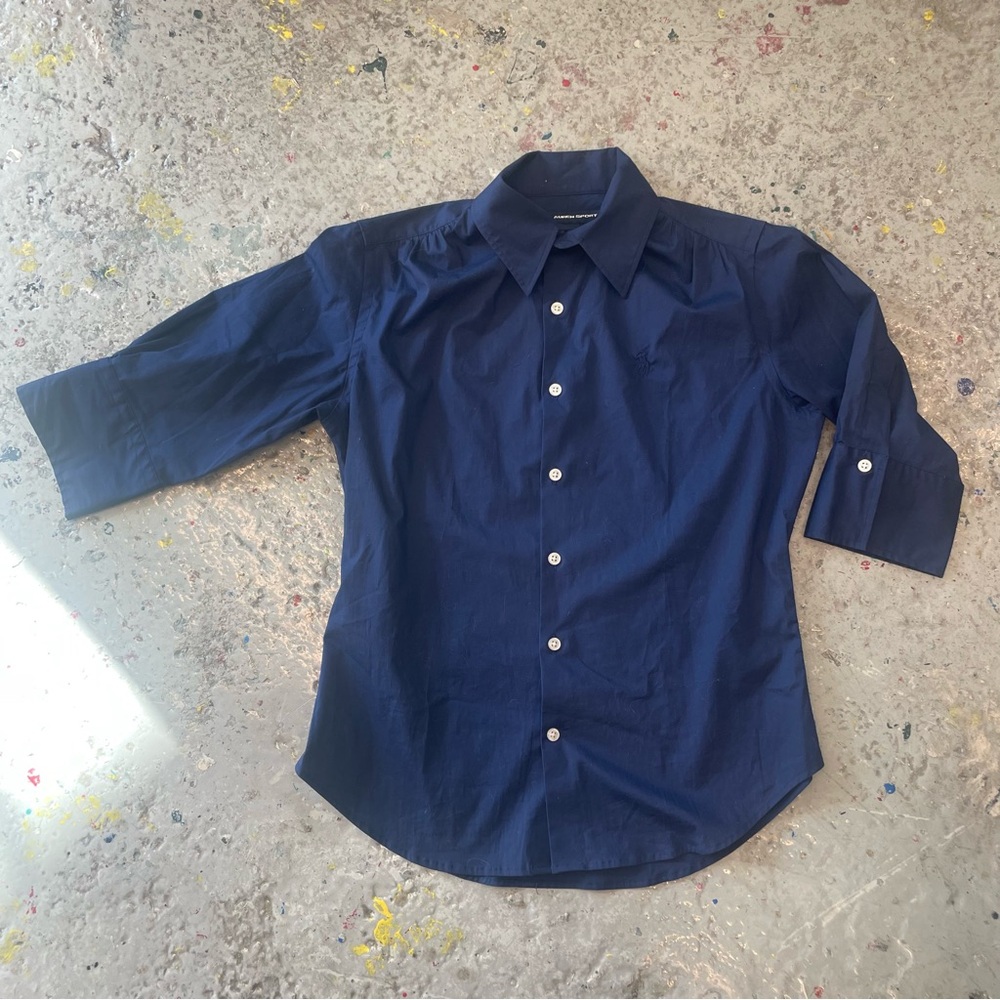 Ralph Lauren Sport Navy Stretch Button Down Shirt – Women’s 6